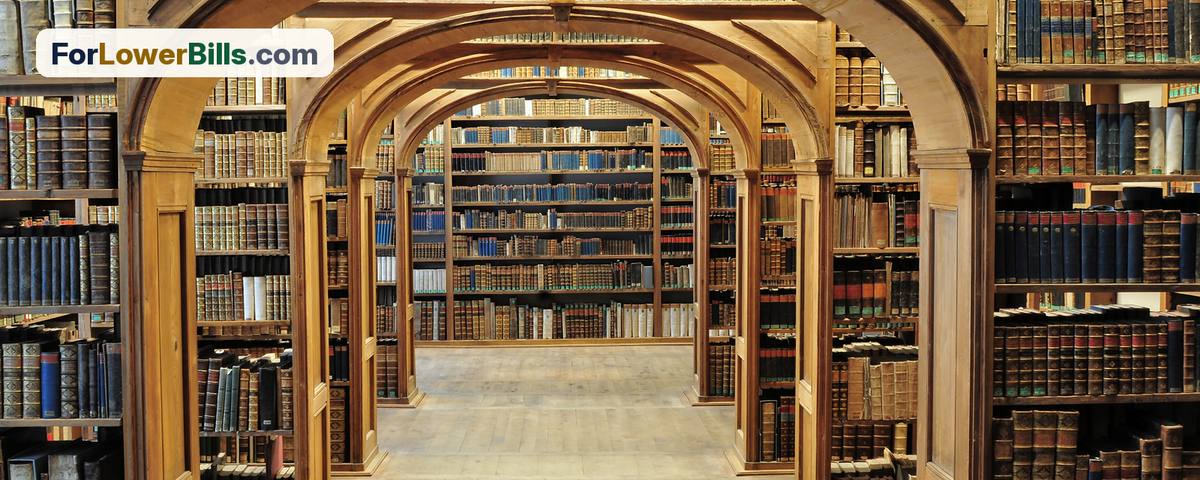 Library shelves full of books