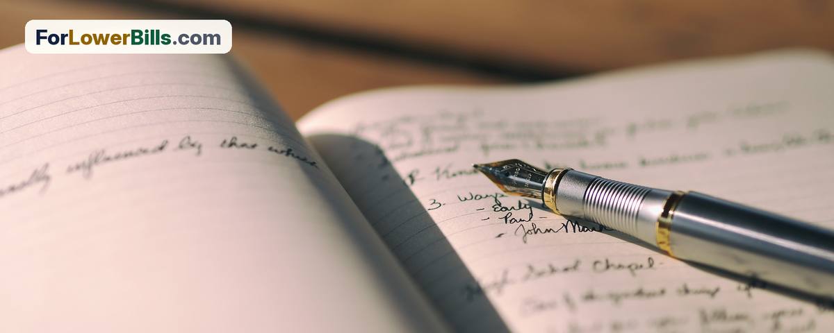 Fountain pen resting on an open handwritten journal