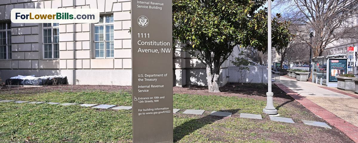 Sign outside the Internal Revenue Service building in Washington, D.C.